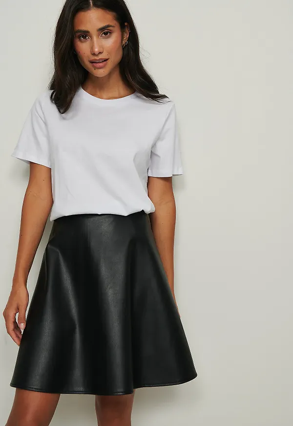 NA-KD Circle PU Skirt - Black
