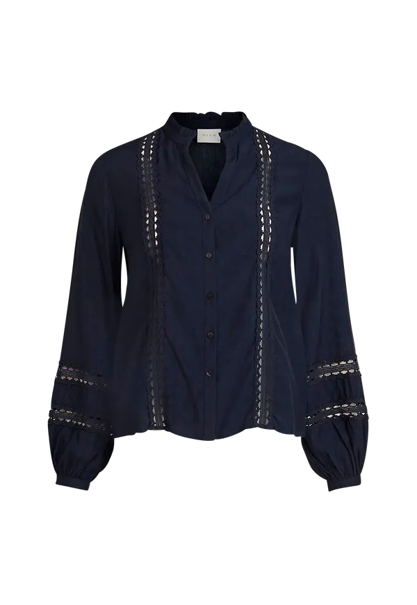 Vila - Blus viMocamil L/S Shirt - Blå