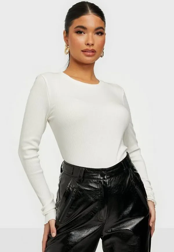 Selected Femme Slfanna Ls Crew Neck Tee s Noos Långärmade toppar Snow White