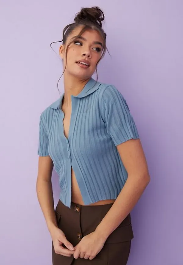 Missguided Collared Polo Knitted Top Crop tops
