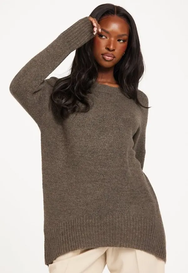 Only Onlnanjing L/S Pullover Knt Noos Stickade tröjor Major Brown W. Melange
