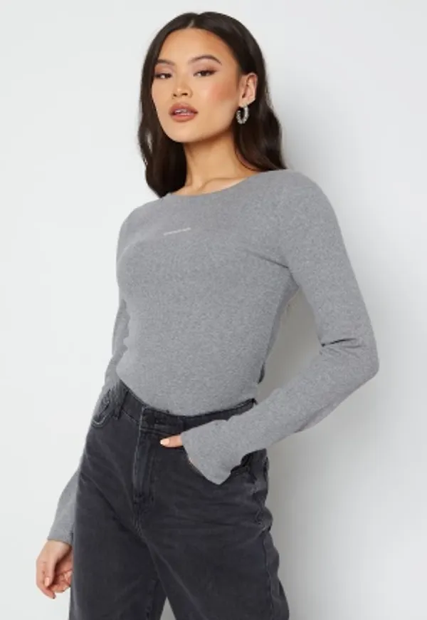 Calvin Klein Jeans Micro Branding Rib LS Tee P3E Grey Heather M