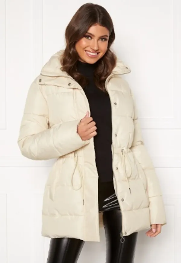 BUBBLEROOM Ellinora tie waist puffer jacket Beige 42