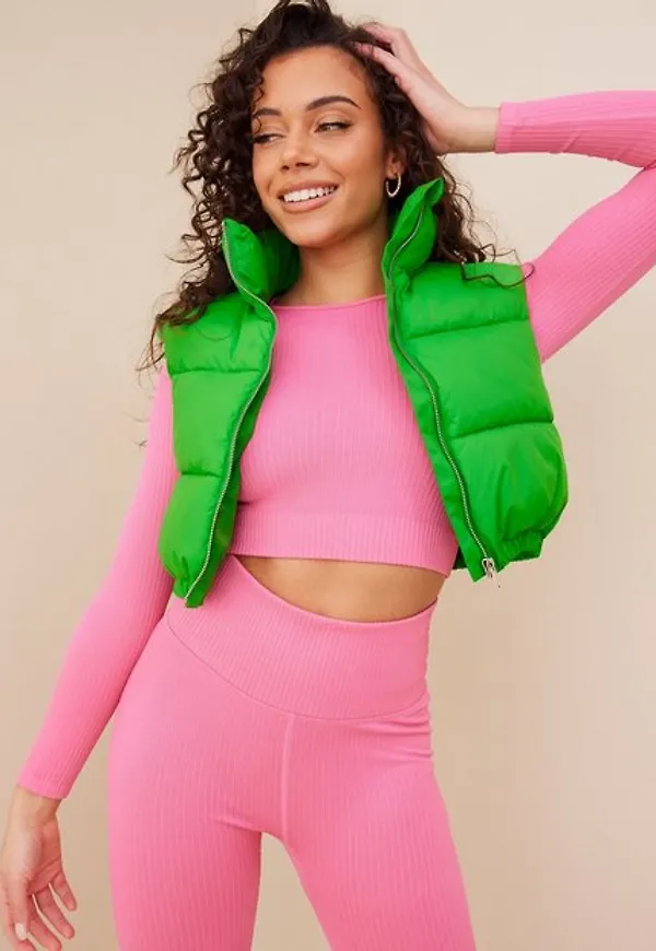 NLY Trend Cropped Puffer Vest Västar Grön