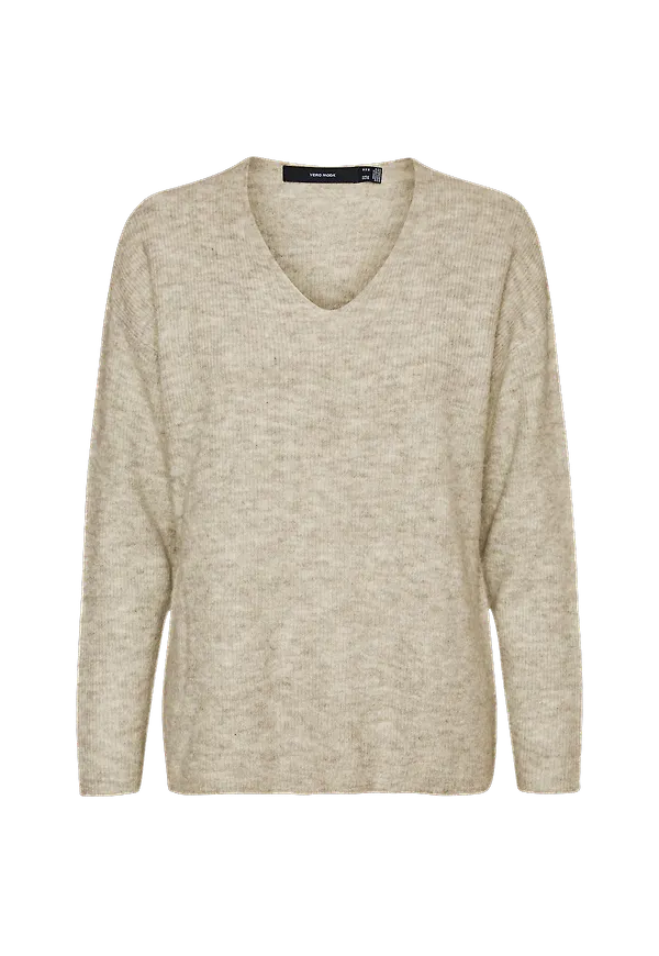 Vero Moda - Tröja vmCrewlefile LS V-neck Blouse - Grå