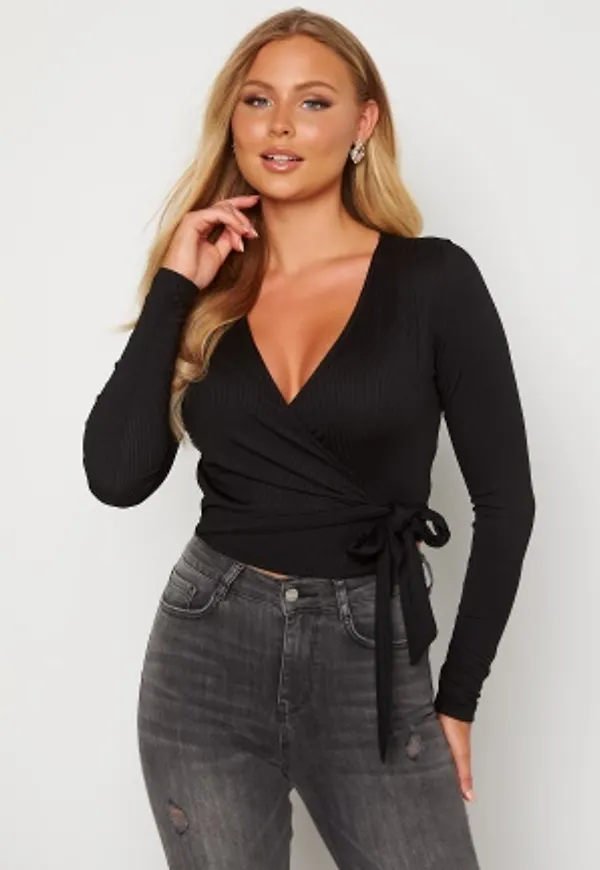 BUBBLEROOM Karla wrap top Black M