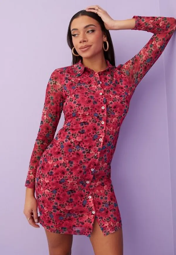 Only Onlnellie Ls Mesh Shirt Dress Nn Fodralklänningar