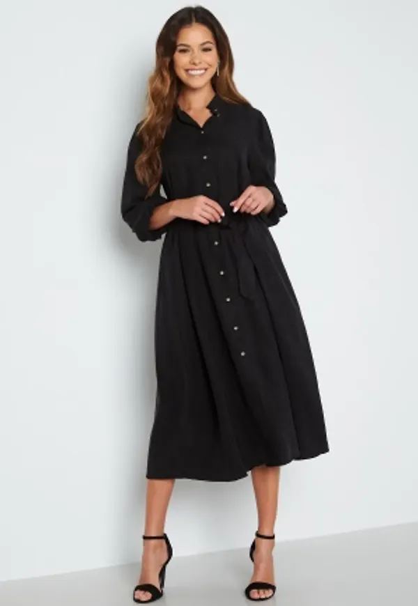 VILA Flor Midi Shirt Dress Black Denim 34
