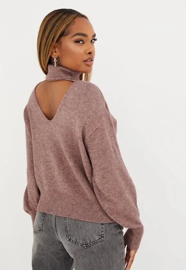 Only Onlnanna L/S Open Back Pullover Knt Stickade tröjor Rose Brown