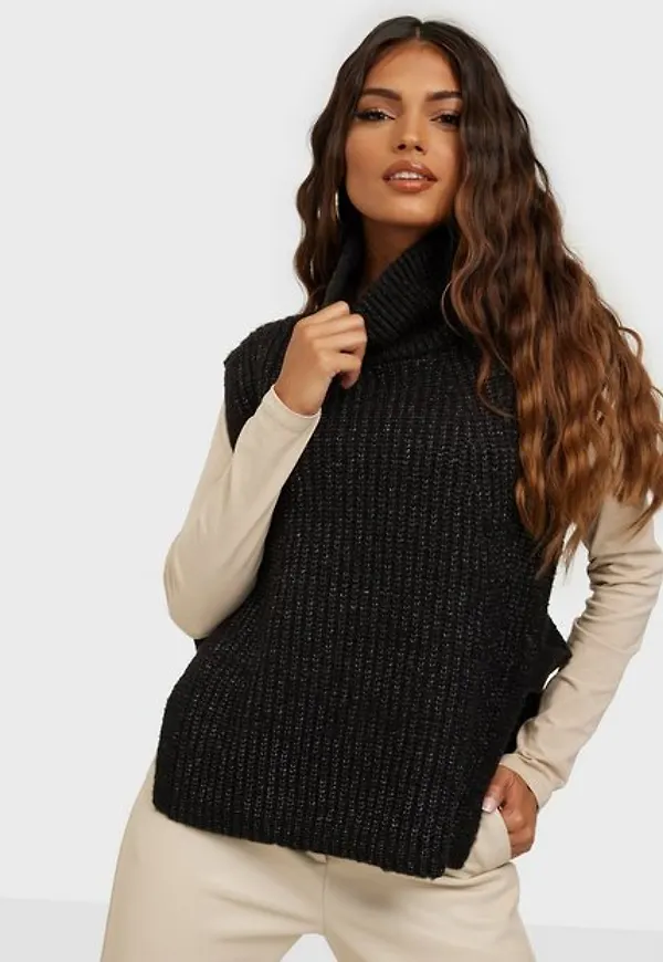Noisy May Nmrobina S/L Knit Vest Stickade västar Dark Grey Melange
