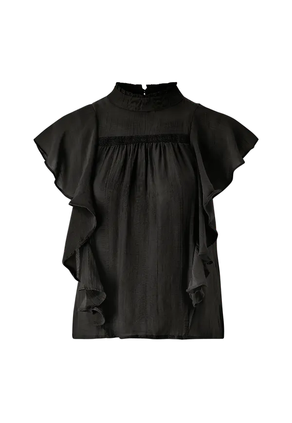 Vero Moda - Blus vmArisa S/L Frill Blouse FX - Svart