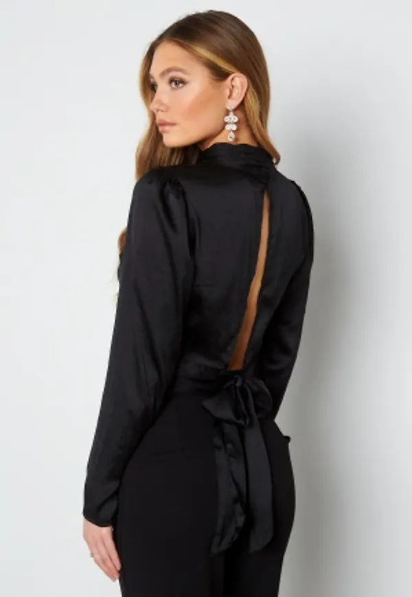 BUBBLEROOM Skyla ruched bow blouse Black 40