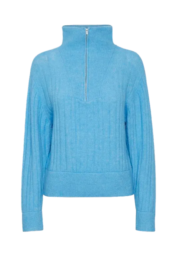 Gestuz - Ulltröja AlphaGZ R Zipper Pullover - Blå