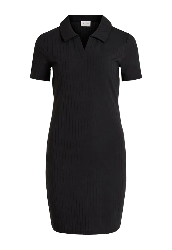 Vila - Klänning viPola S/S Rib Short Dress - Svart