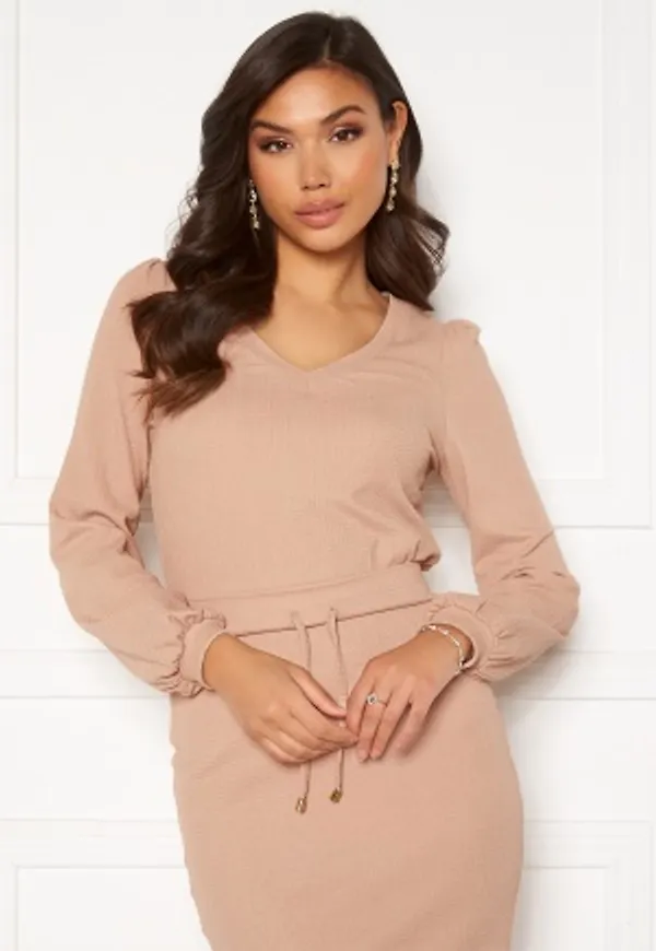 Happy Holly Emilia ls sleeve puff top  Light beige 44/46
