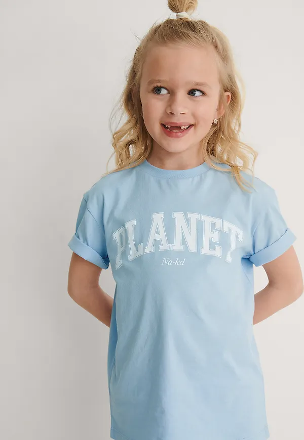KIDS by NA-KD Ekologisk T-shirt med tryck - Blue