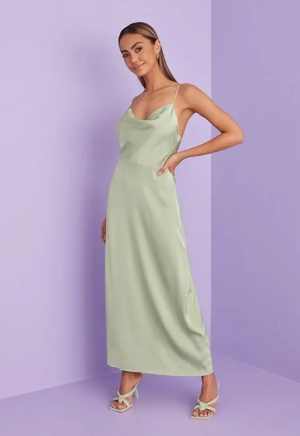 Vila Viravenna S/L Deep Back Ankle Dress Maxiklänningar Desert Sage