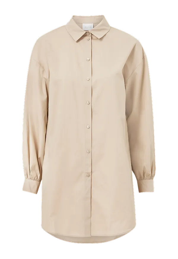Vila - Skjortklänning viSille L/S Oversize Shirt Dress - Brun