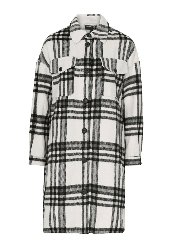 Vero Moda - Kappa vmNelly Check Long Coat Noos - Vit