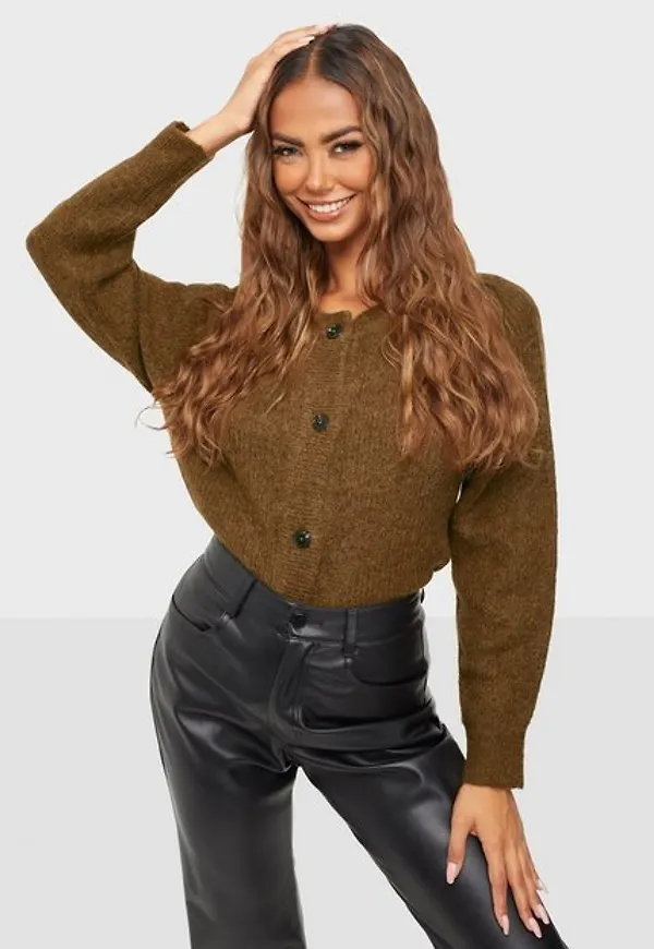 Selected Femme Slflulu Ls Knit Short Cardigan Noos Cardigans Rubber Melange