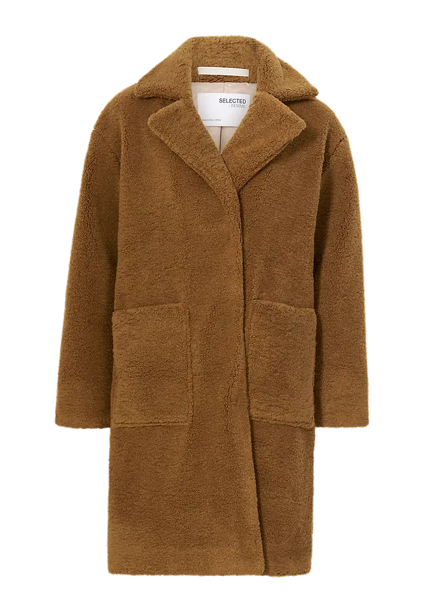 Selected FEMME - Fuskpäls/teddyjacka slfNew Nanna Teddy Jacket - Brun