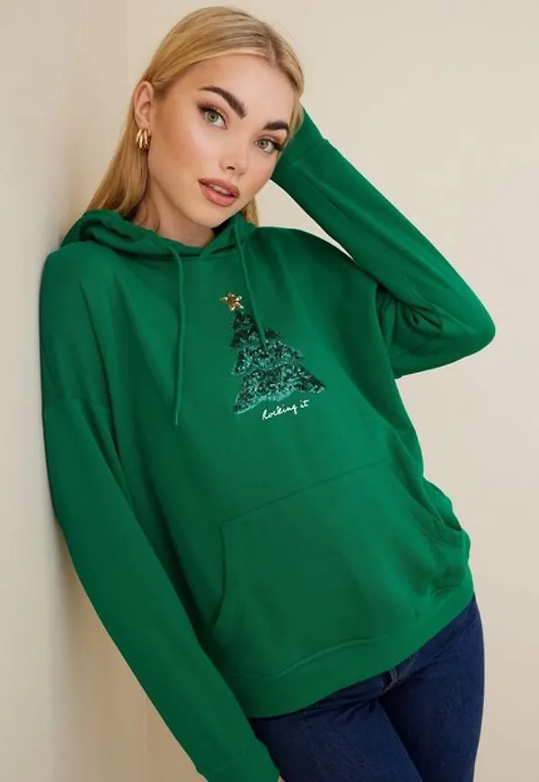 Only Onlcandy Life L/S Seq Hood Box Swt Hoodies Ultramarine Green Tree
