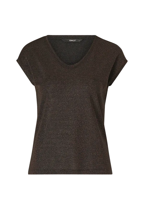 Only - Topp onlSilvery S/S V Neck Lurex Top - Svart