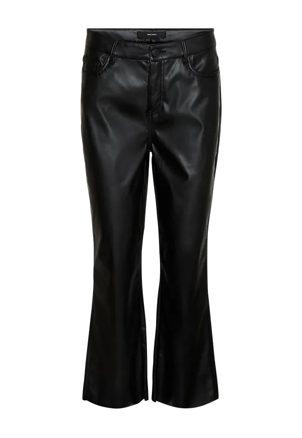 Vero Moda - Byxor vmStella HR Kick Flare PL Coated Pant - Svart