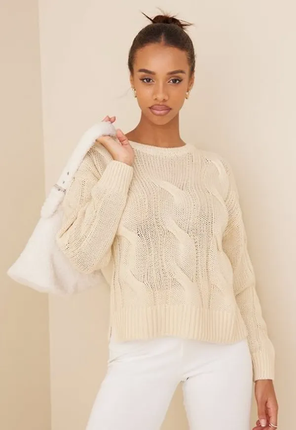 Vila Viannali O-Neck L/S Cable Knit Top Stickade tröjor