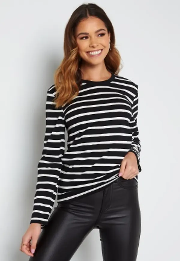 Happy Holly Kinsley long sleeve top Black / White 48/50