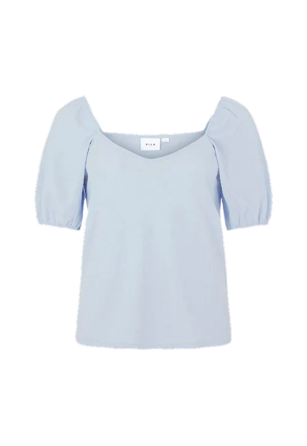 Vila - Topp viCotin Square Neck 2/4 Top Curve - Blå