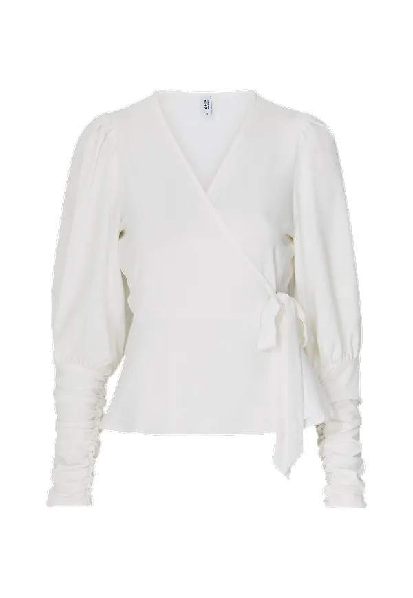 Only - Omlottblus onlCute L/S Cuff Wrap Top - Vit