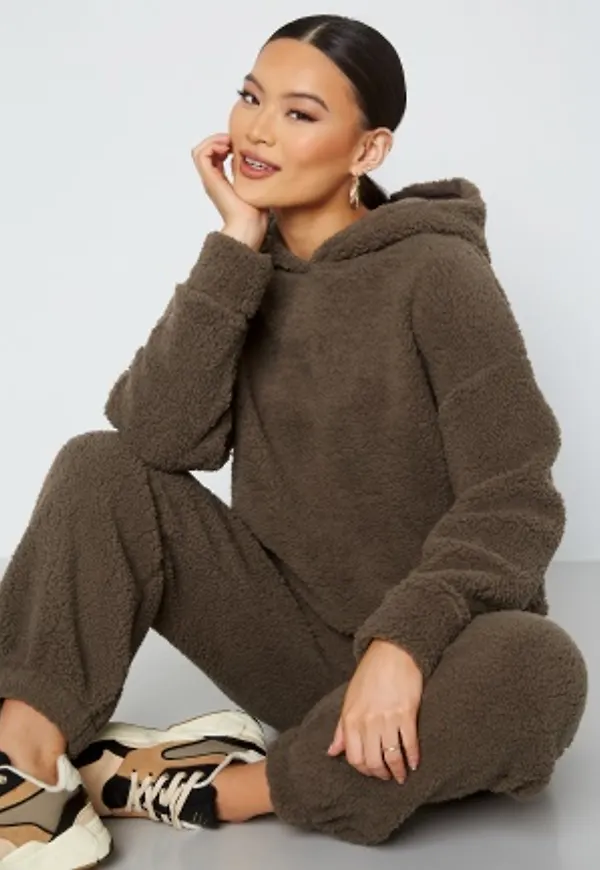 ONLY Robyn L/S Teddy Hood Walnut S