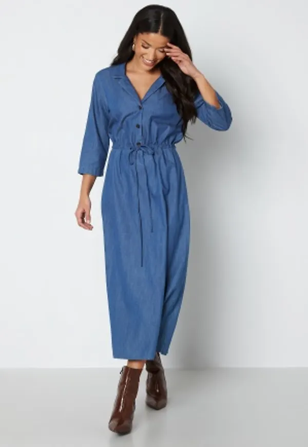 JDY Esran 3/4 Mid Calf Dress Blue Denim 42