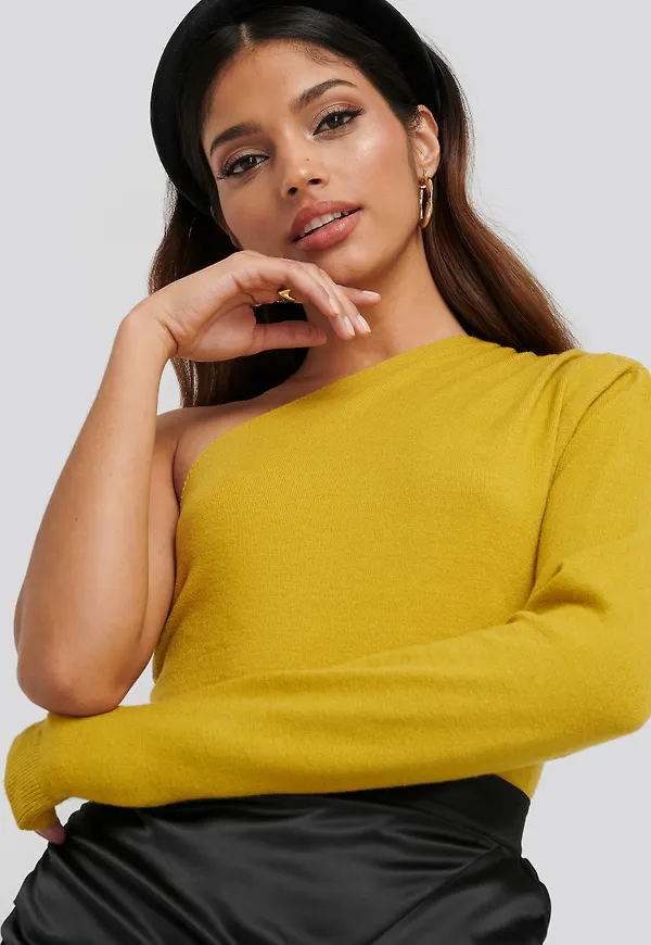 NA-KD Trend Asymmetric Gathered Top - Yellow