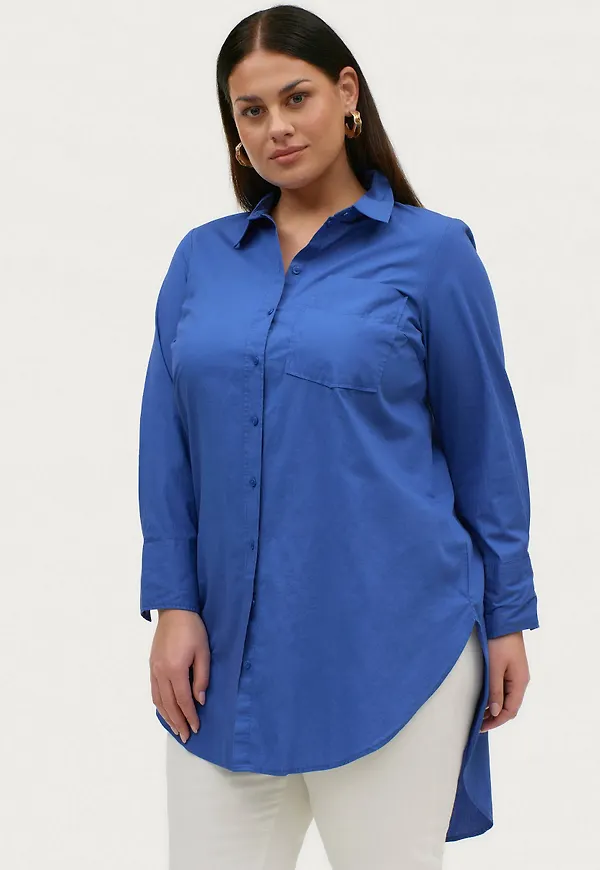 Zizzi - Långskjorta mJala Long Shirt - Blå
