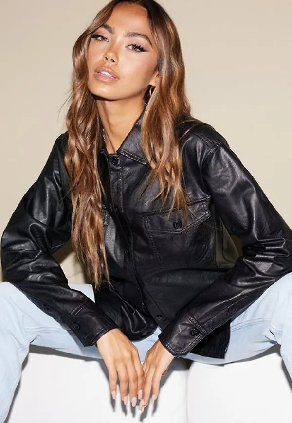 NLY Trend Pu Crinkle Shirt Skjortor Svart