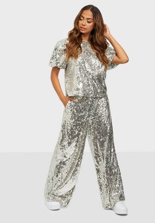 Selected Femme Slfselene Hw Wide Maxi Sequins Pant Byxor