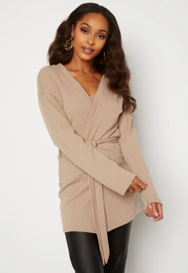BUBBLEROOM Zilla fine knitted cardigan Beige melange S