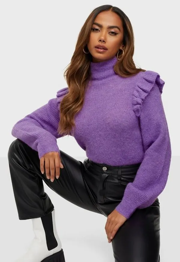 Vero Moda Vmkaia Ls Funnelneck Blouse Stickade tröjor Hyacinth Melange