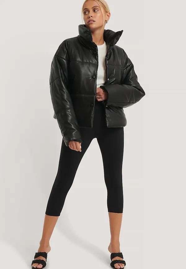 NA-KD Vadderad Pu-Jacka - Black