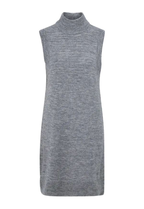 Object - Klänning objLauren S/L Knit Waistcoat Dress - Grå