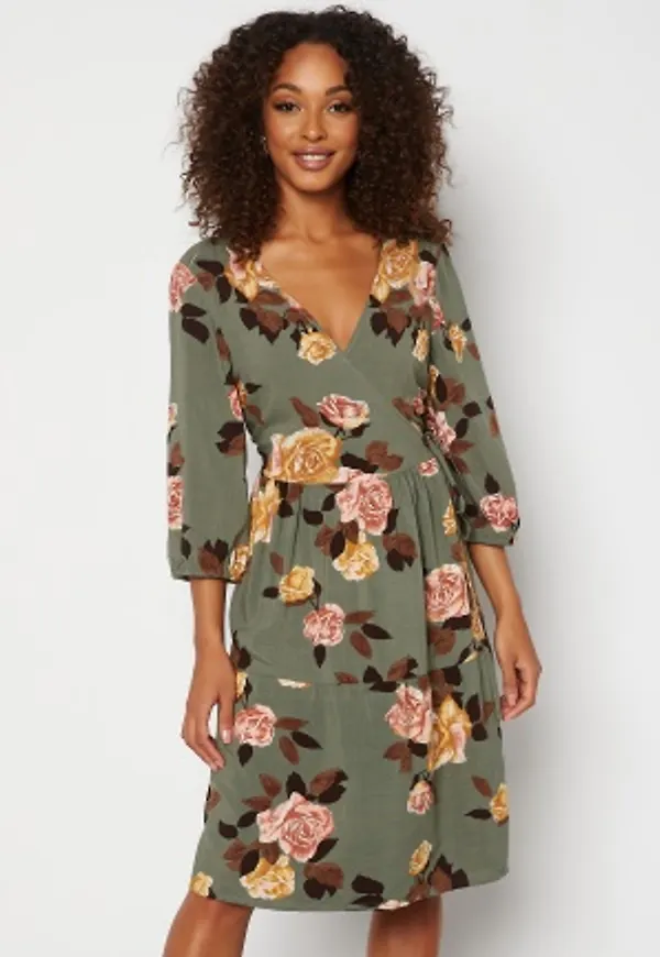 Object Collectors Item Rose 3/4 Wrap Dress Deep Lichen Green 36
