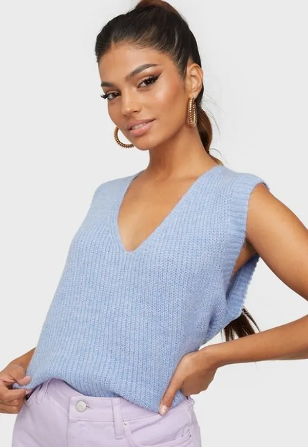 Only Onlcora Vest Cc Knt Stickade västar Light Blue W. Melange