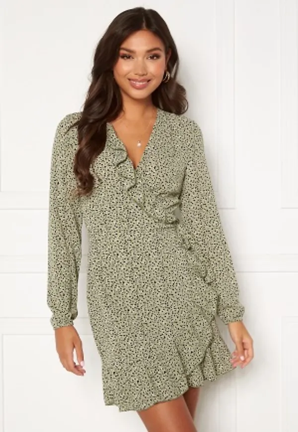 ONLY Carly L/S Wrap Dress Seagrass / Multi Dot 40