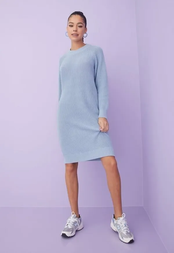 Pieces Pcolivia Ls O-Neck Knit Dress Bc Långärmade klänningar Kentucky Blue
