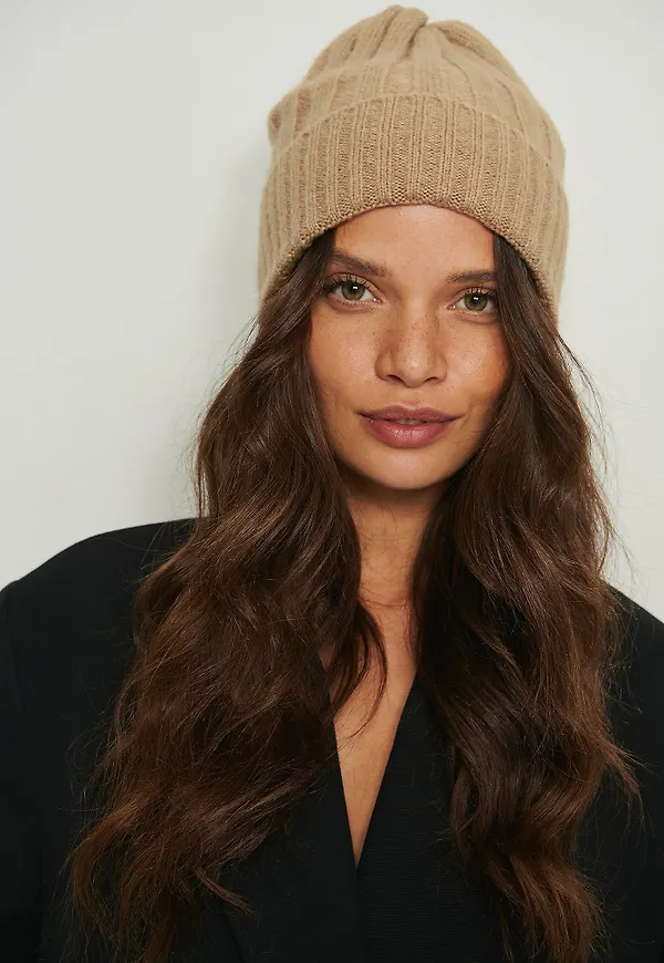 NA-KD Accessories Chunky ribbad beanie - Beige
