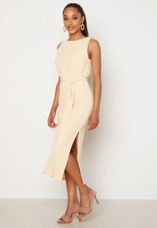 BUBBLEROOM Leonie rib dress Cream XL