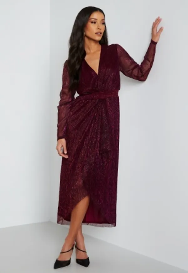 FOREVER NEW Izzy Plisse Midi Dress Plum 36
