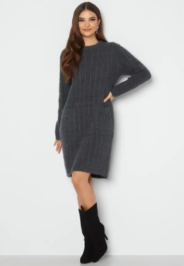 Blue Vanilla Cable Knit Pocket Dress Grey M/L